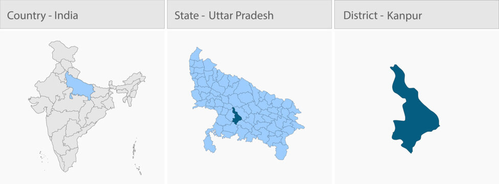 Kanpur_Vector_Map_UP_state detailed map illustration graphic for educational reference, geographic visualization, design layouts, presentations, digit
