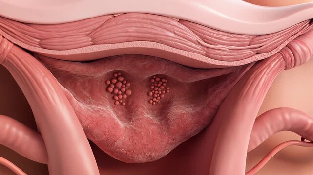 3D Animation of Female Reproductive System with Ovaries and Follicles