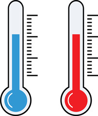 Hot and Cold Thermometers - Temperature Measurement Icons
Weather Thermometers: Red for Hot, Blue for Cold
Temperature Gauge Set - Indicating Warm and Cool Conditions
Medical and Environmental Thermom
