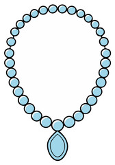Fototapeta premium Cartoon Necklace with Blue Beads and Pendant