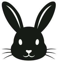 Fototapeta premium Black silhouette of a rabbit head with big ears and white eyes