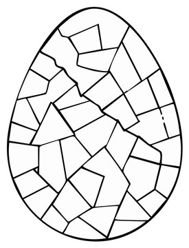 Easter egg coloring page with an abstract mosaic crack pattern