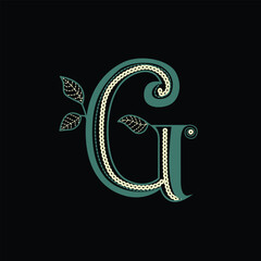 Luxury Floral Letter G Monogram Vector Illustration
