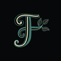 Luxury Floral Letter F Monogram Vector Illustration