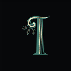 Luxury Floral Letter I Monogram Vector Illustration