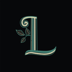 Luxury Floral Letter L Monogram Vector Illustration