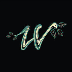 Luxury Floral Letter W Monogram Vector Illustration
