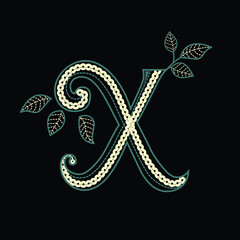 Luxury Floral Letter X Monogram Vector Illustration