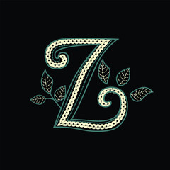 Luxury Floral Letter Z Monogram Vector Illustration