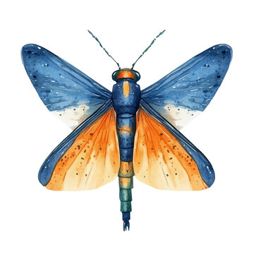 Stonefly, graceful vector watercolor painting with soft flowing strokes and subtle highlights, isolated on a white background.