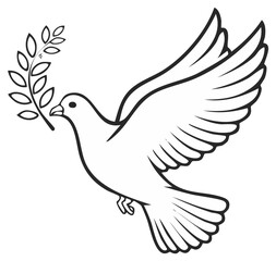Obraz premium Dove carrying an olive branch, symbolizing peace and new beginnings in a detailed vector style
