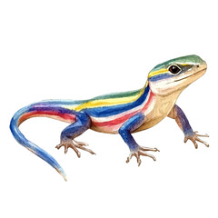 Obraz premium Skink, graceful vector watercolor painting with soft flowing strokes and subtle highlights, isolated on a white background.