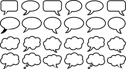 bubble shapes vector set with cloud style speech balloons for UI chat apps comics discussions and communication graphic symbols © ALEX BIN