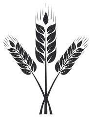 Fototapeta premium Three Wheat Stalks Graphic Illustration Monochrome Silhouette Design Cereal Harvest Grain Symbol Agriculture Food