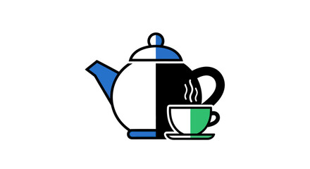 Obraz premium Modern teapot and cup illustration