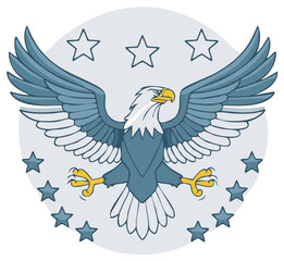 Obraz premium Majestic American Eagle with Stars Emblem Symbolizing Freedom and Patriotism