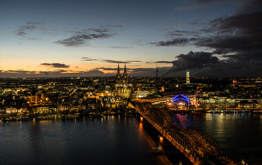 sunset over the Rihn river, Cologne. 