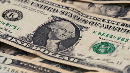 Fototapeta premium US one dollar bills with George Washington portrait