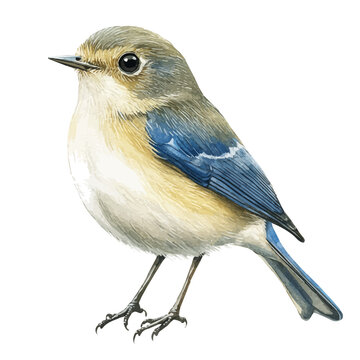 Nightingale, vibrant painting vector in watercolor style with playful brushwork and lively colors, isolated on a white background.