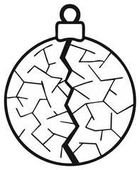 Obraz premium Broken Ornament: Black and White Holiday Decoration with Cracks Illustrating Disappointment
