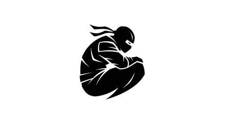 Ninja silhouette illustration on white background © Layla