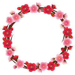 梅の花の丸いフレーム
