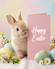 Easter Holiday Greeting with Baby Bunny
