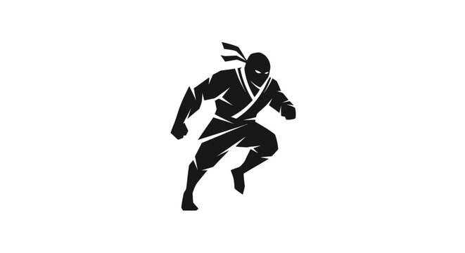 Ninja warrior silhouette isolated
