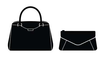 Black handbag and wallet graphic a striking silhouette © Lhvect02