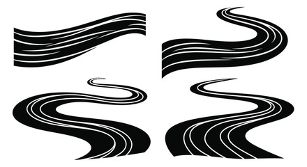 Abstract wavy lines and curves form a striking black silhouette © Lhvect02
