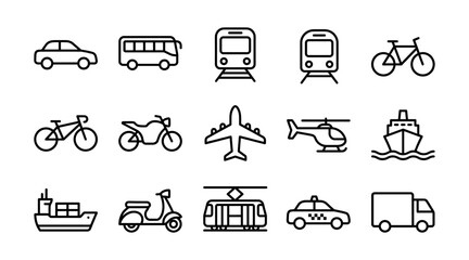 Transportation and vehicle line icons