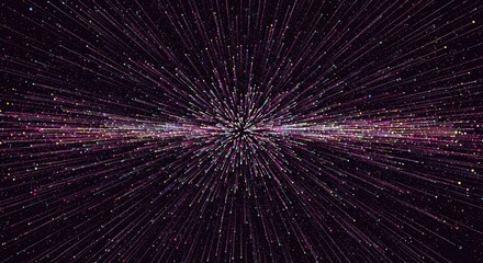 Obraz premium A mesmerizing abstract image featuring a central explosion of colorful lines and particles radiating outward against a dark background