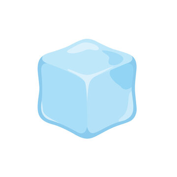 Translucent Light Blue Ice Cube Vector Illustration - Frozen Water Block