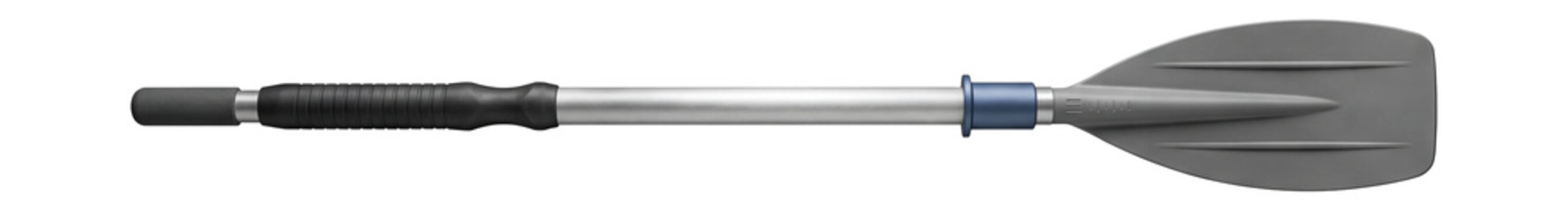 Aluminum rowing oar with a rubber grip.