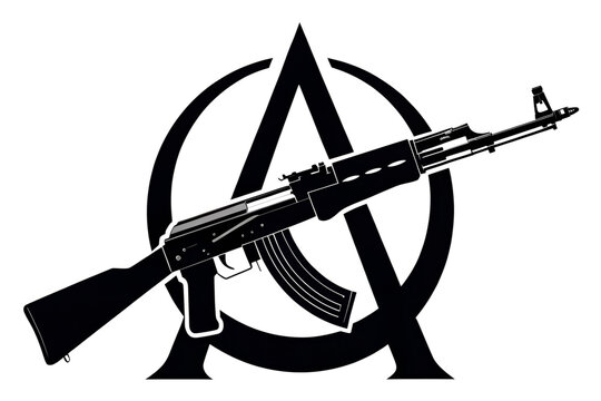 Anarchy AK-47 Symbol Anarchist Rifle Logo Black Design Art