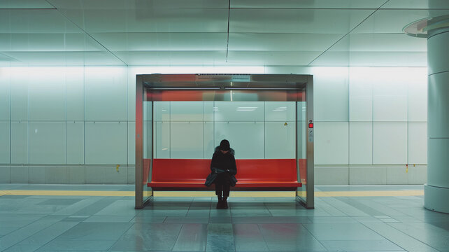 Persona solitaria en parada de bus