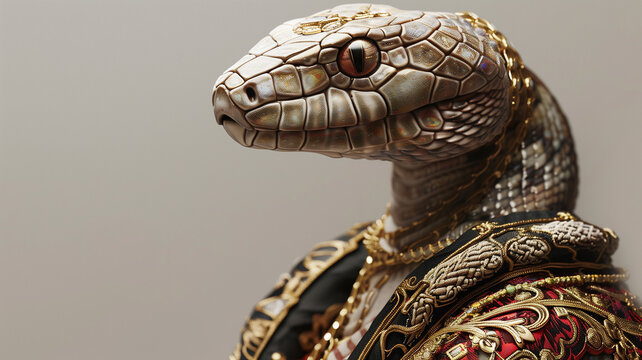 Serpiente con ropa lujosa