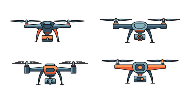 Drone Line art color clean design