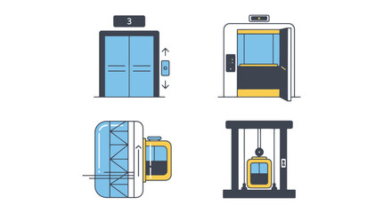 Elevator Line art color filled modern design