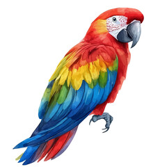 Fototapeta premium Parrot, illustration watercolor with dynamic strokes and balanced color harmony, isolated on a white background.