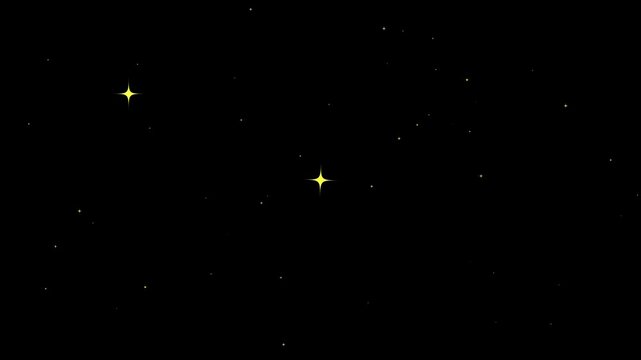 Twinkle light stars blink looping animation 4k black background. Loopable Beautiful stars twinkling at night. Glitter sparkle animated. 4K Chroma key animation Video for holidays, new year