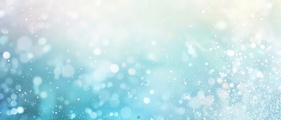Naklejka premium Gentle frosty background in light blue tones with bokeh and soft glowing particles. Winter abstract scene with snow and dreamy blur, perfect for festive, holiday, or design projects.