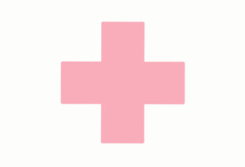 Fototapeta premium Soft Pink Medical Cross Symbol Displayed on a Minimalist White Background Signifying Healthcare and Medical Assistance