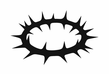 Abstract Blackthorn Crown with Sharp Spikes and Intricate Design Creating a Bold Dark Symbolic Art Piece on White Background