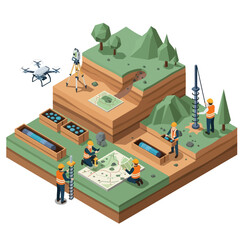 Engineers Surveying Land with Drone Technology. © Sun