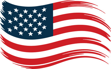 Stylized american flag brush wave patriotic national symbol artwork Vector illustration