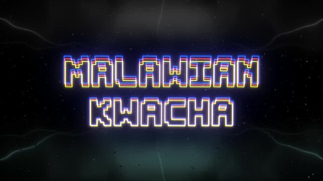Malawian Kwacha Neon text with retro background