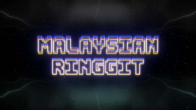 Malaysian Ringgit Neon text with retro background