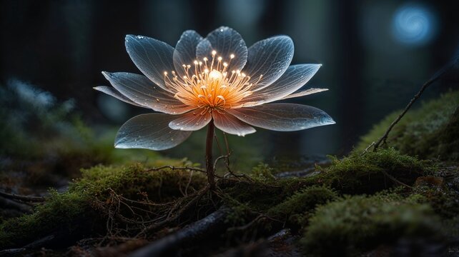 magic forest with glowing flowers