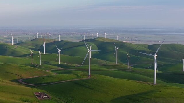 Windmills on the Green Hills, San Francisco East Bay, California